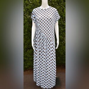 Zara Blue and Brown Polka Dot midi Dress. Size S